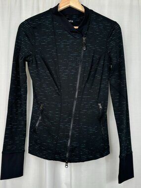 Zella Womens Asymmetric Full Zip Jacket Small Black Athleisure Pockets